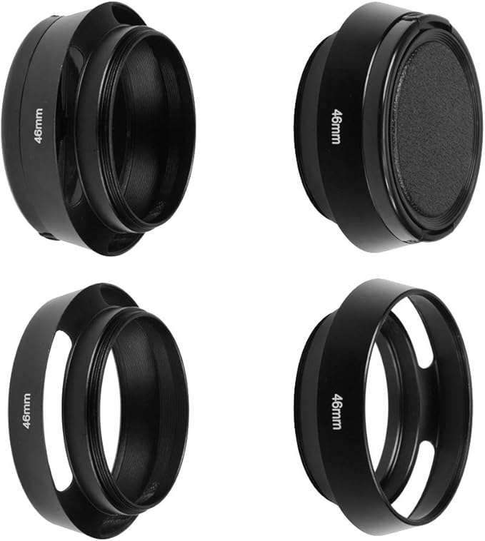 SIOTI 46mm Lens Hood, Oxidation Matte Anti Reflective Treatment, Aluminum Alloy, with 1 * 52mm Lens Cap, Compatible with Sony/Canon/Nikon/Fuji etc >40mm Camera Lens