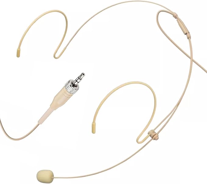 Headset Microphone Headworn Double Over Ear Earset Hanging Condenser Omnidirectional Mic Compatible with Sennheiser Wireless Bodypack Transmitter System with 3.5mm Female Screw Plug