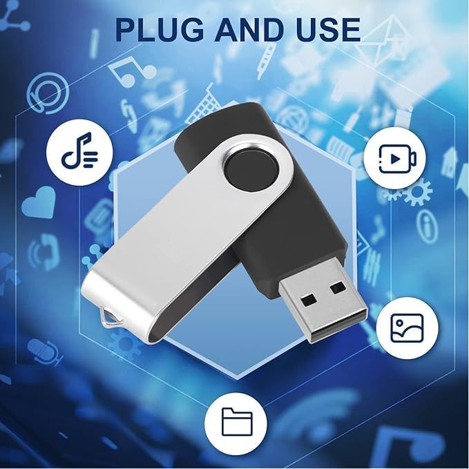 Generic 10 Pack 8GB USB Flash Drive, Thumb Drives Memory Stick Swivel Jump Drive for Home & Office Use (10Pack Black, 8GB)