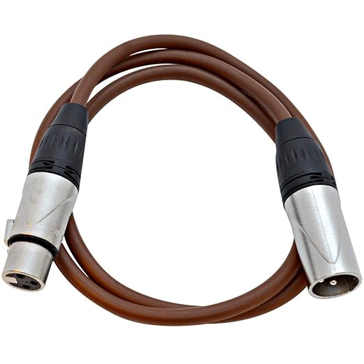 Seismic Audio - 6 Pack of 3 Foot Brown XLR Patch Cables - 3 Pin Male to Female Microphone Cords - 3'