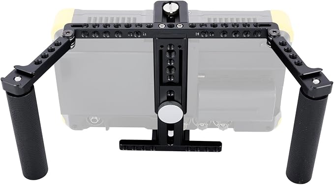 NICEYRIG Directors' Monitor Cage for LCD Monitor 5’’ to 7’’ Wireless Monitoring, Comfortabl Handheld Shooting Kit with Adjustable Handles, 1/4'' & 3/8'' Thread for Camera Accessories - 575