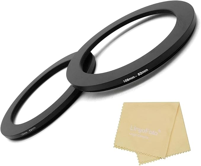 105-82mm Metal Step-Down Adapter Ring, 105mm Lens to 82mm Filter Size Accessories Lens Filter Adapter Ring, 2 Pieces LingoFoto