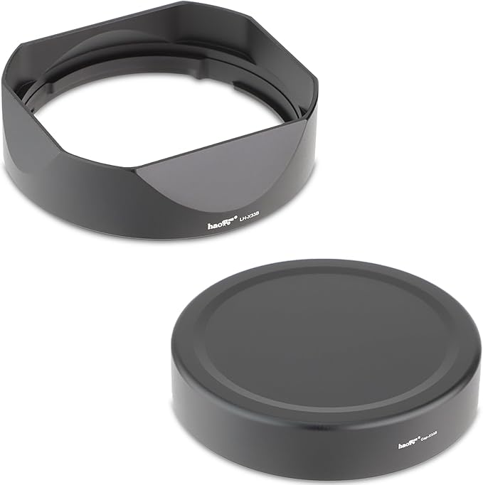 Haoge Lens Hood Metal Square Bayonet for Fujinon XF16-50mm F2.8-4.8 R LM WR,Fujifilm XF33mm F1.4 R WR Lens, Fuji XF 33mm f/1.4 R LM WR on Fuji XT50 X-T5 Camera,with Metal Front Cap