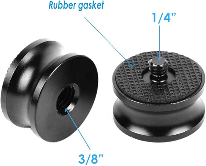 (2 Packs) 3/8" Female to 1/4" Male Thread Screw Mount Metal Adapter, 3/8 inch - 1/4 inch Tripod Plate Screw, Aluminum Alloy, Rubber Gasket