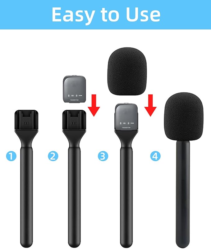 Mic Handle, Microphone Holder for DJI/DJI Mini, Rode Wireless GO, Hollyland Lark/Lavalier, Handheld Adaptor for Wireless Interview Mic, for Vlogging, Interview, Podcast, Reports (1 pack)