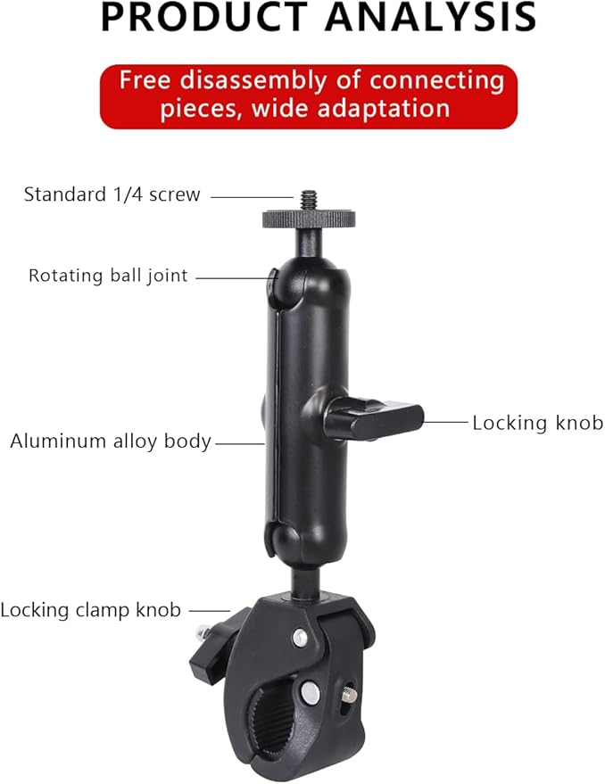 Super Clamp Mount with Dual 360° Ball Heads & Phone Holder, Heavy-Duty Camera Clamp Mount for GoPro Hero 13 12 11 10 9, Insta360, DJI Osmo, DSLR, Smartphones & Action Cameras (X019)
