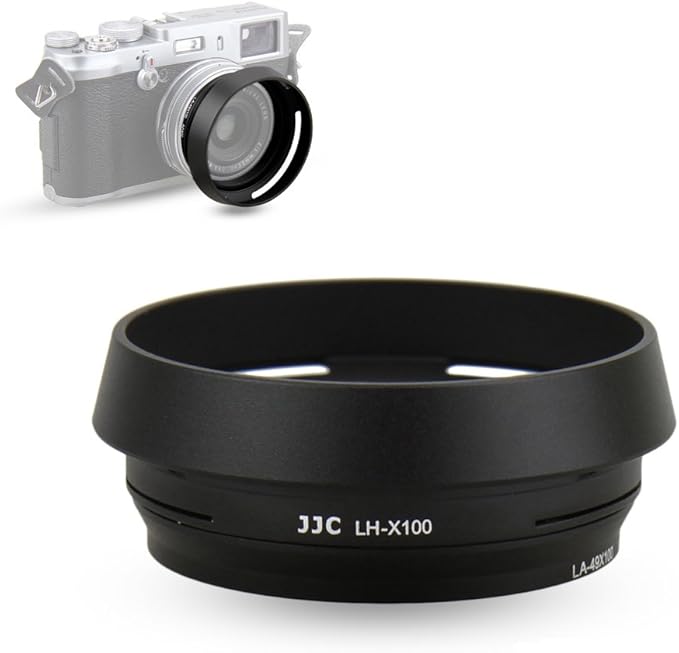 JJC Lens Hood for Fujifilm Fuji X100 X100VI X100V X100F X100S X100T X70 Cameras with 49mm Adapter Ring Replaces Fujifilm LH-X100 Lens Shade and AR-X100 Adapter Ring-Black