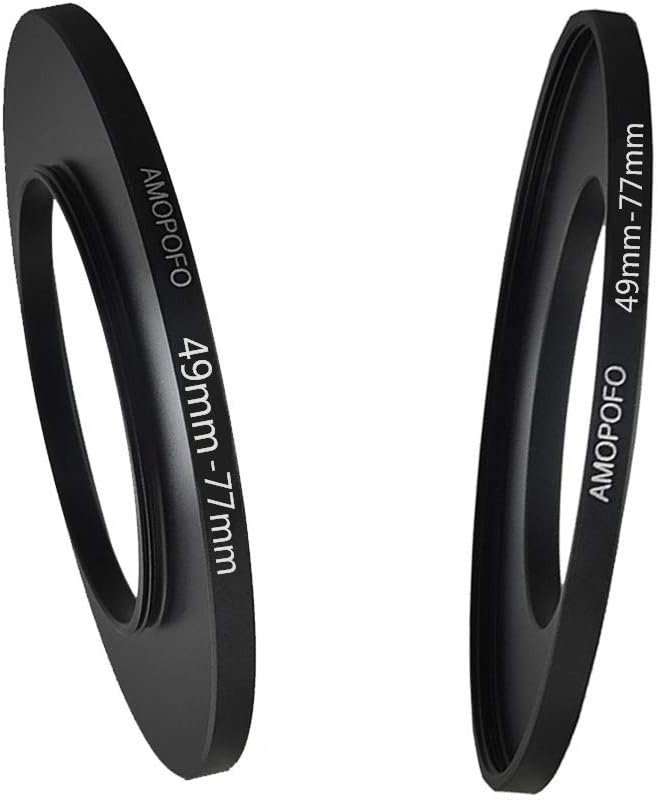 49mm to 77mm Metal Step Up Ring Adapter for Canon,for Nikon,for Sony,for Fuji,M4/3 Camera Lenses to UV,ND,CPL Camera Filters, Made from CNC Machined with Matte Black Electroplated Finish