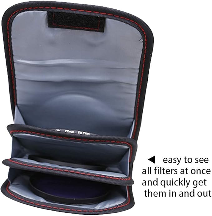 DomeStar Filter Case, 2PCS 3-Pocket Camera Lens Filter Carry Case Professional Photography Filter Holder Belt Bag Pouch Water-resistant and Dustproof Design for 25mm-82mm Filters