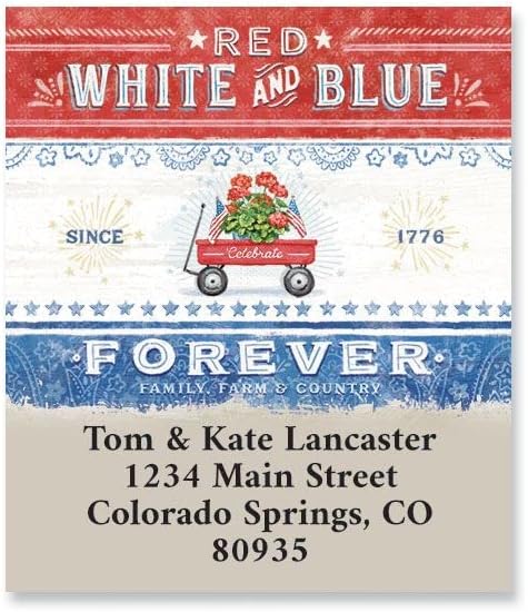 Colorful Images Farmhouse Return Address Mailing Labels, Personalized in The USA with Names & Addresses, Set of 144 Self Adhesive, Easy Peel Flat Label Sheets, 1½” x 1¾”, 3 Designs
