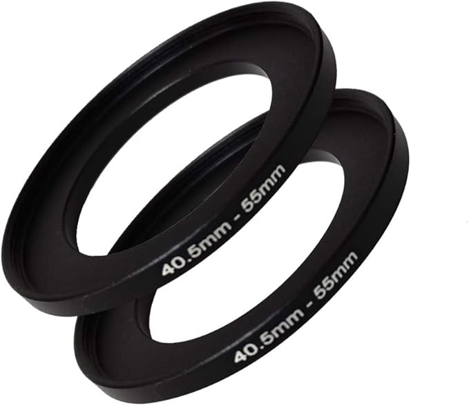 40.5mm-55mm Step Up Ring [40.5mm Lens to 55mm Filter], FANZR Camera Lens Filter Adapter Ring Lens, Premium Aluminum (2 Pack)