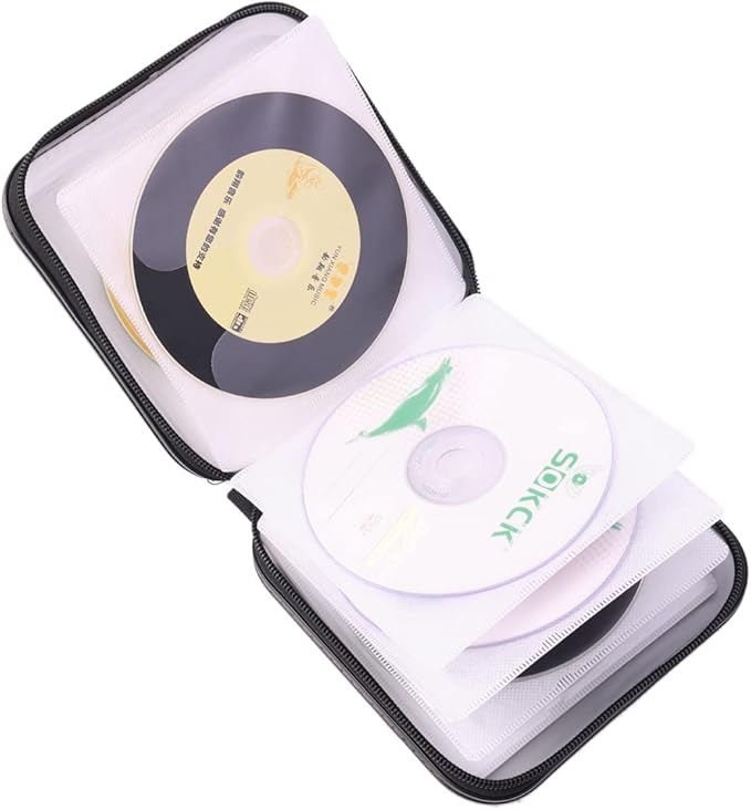 32 Capacity Heavy Duty DVD/CD Case Holder - Portable DVD/VCD Storage Disk, Hard Shell Sturdy case, Car CD Disk Holder, Booklet, Blu-ray Wallet (Silver)