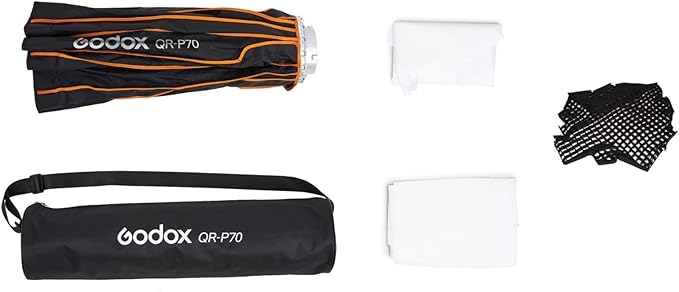 GODOX QR-P70 27.5 inch / 70cm Parabolic Softbox Bowens Mount, Quick Release Parabolic Softbox, w/Front & Inner Diffuser and Grid SL-60W AD600BM VL150 UL150 SL150II Amaran 100X 200D 200X