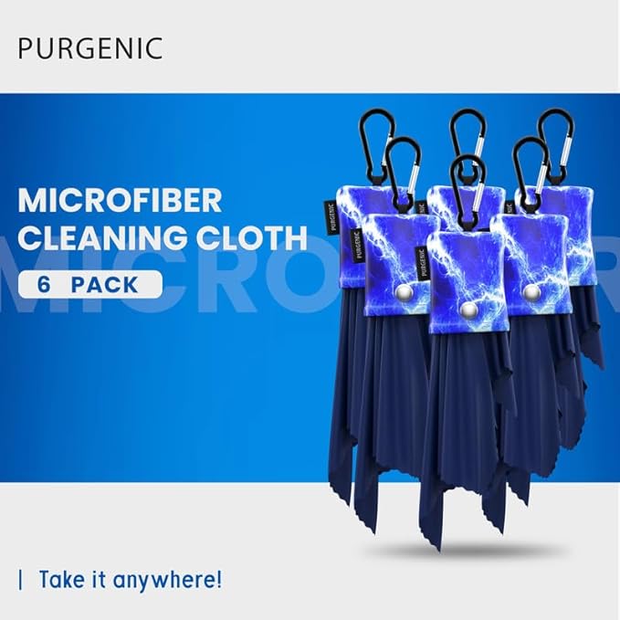 Microfiber Cloth & Glasses Wipes (6 Pack) Lens & Glasses Cleaning Cloth - Eyeglass Cleaner - Camera Lenses & Gadget Delicate Screens - Blue