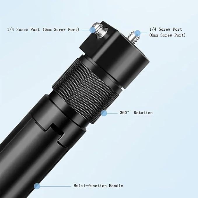 Bullet Time Handle Tripod Rotating Grip for Insta360 X5/X4/X3, DJI OSMO Pocket 3, GoPro – 360° Rotating Grip, 1/4" Thread, 6 lbs Capacity, Compact Selfie Stick & Tabletop Tripo