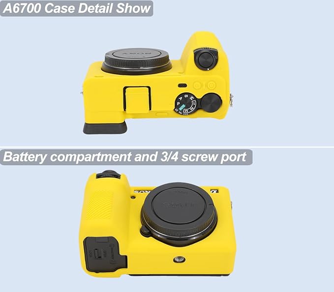 Pocoukate Case for Sony Alpha 6700 Camera, Soft Silicone Protective Cover Skin with A6700 Screen Protector Accessories for Sony Alpha 6700 Camera Silicone Case - Yellow