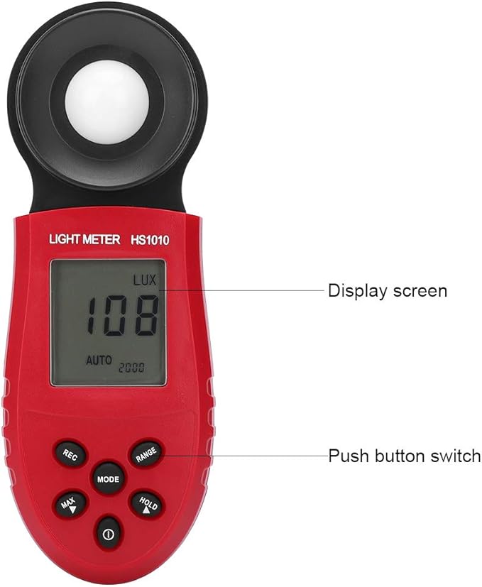 Digital Lux Meter Light Meter Handheld Illuminance Tester for Indoor Lighting Plants Photography Home and Office Use