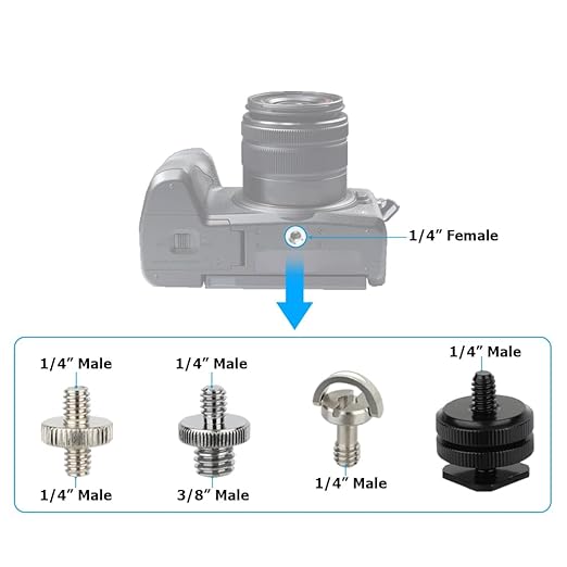 CAMVATE 30PCS Camera Screw Mount Set 1/4 to 1/4,1/4 to 3/8,1/4 to 5/8,1/4 & 3/8 Camera Mount Adapter for Tripod/Monopod/Microphone/Flash Light/Quick Release Plate Converter Screws Adapter
