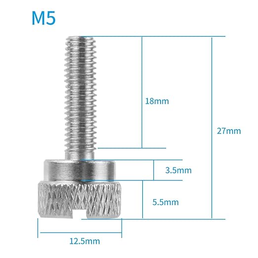 BGNing 4 Pcs M5 Knurled Thumb Screw Threaded 1/4 3/8 Thumbscrew Knobs Adapter Mount High Step Slotted Head Hand Tighten Compatible with GoPro Cameras (4pcs Stainless Steel)