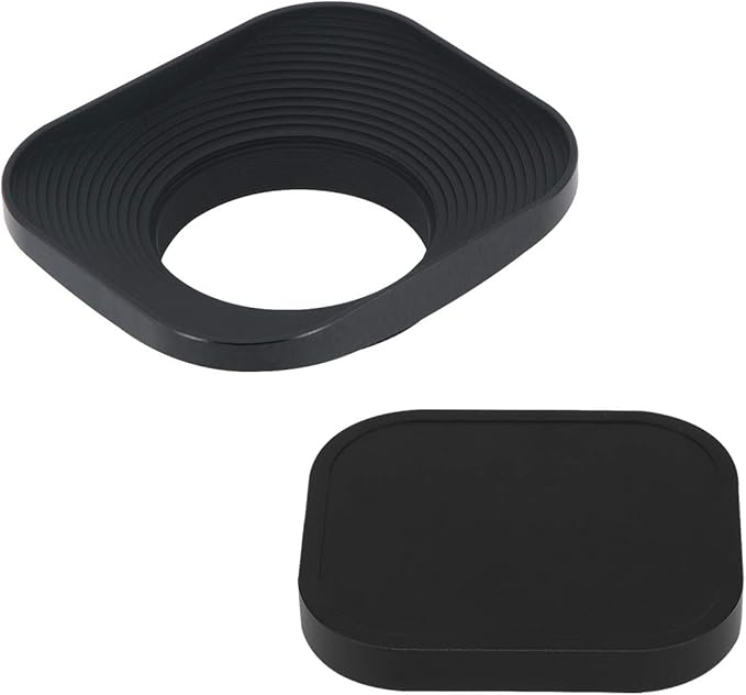 Haoge LH-B39T 39mm Square Metal Screw-in Lens Hood with Cap for Fujifilm Fujinon 60mm f/2.4 XF60mmF2.4 R Macro, Fuji 27mm f/2.8 XF27mmF2.8 Lens and Other Lens with 39mm Filter Thread Black