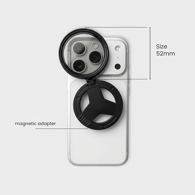 Anti-Glare Magnetic Phone Filter, Polarizing Lens for iPhone, Professional 52mm Polarizing Filter for iPhone Compatible, Reduces Reflections Enhances Colors (2Pcs)