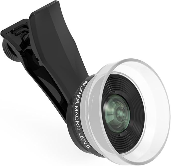 10X Macro Lens for iPhone Android Smartphone, Compatible with SmallRig NEEWER Phone Cage, with Detachable Diffuser Hood, 17mm Thread Universal Phone Lens Clip and Black Portable Bag