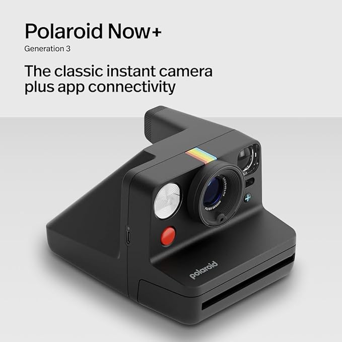 Polaroid Now+ 3rd Generation Bluetooth i-Type Instant Camera with 16 Color Film Photos, White | App Controlled with Signature Series Power Bundle