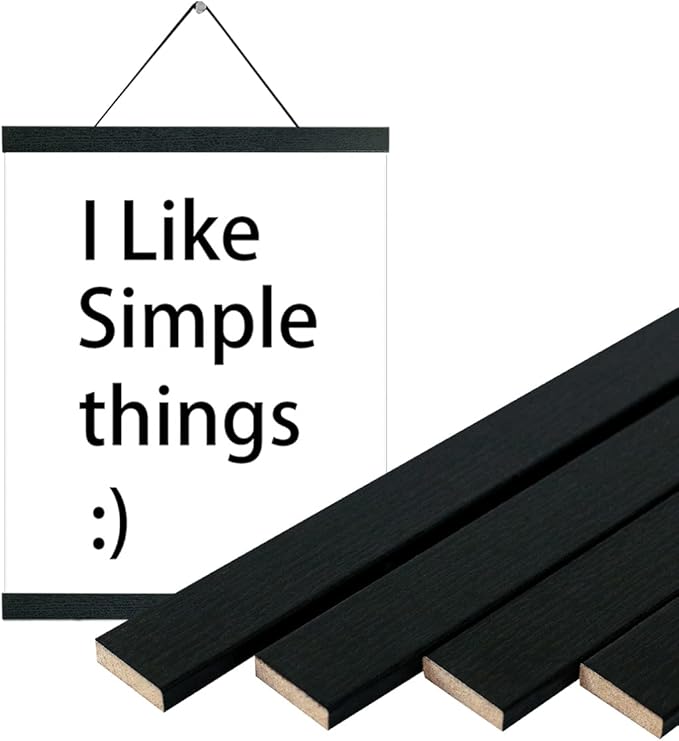 YK artwood 3 Pack Magnetic Poster Hanger 10 Inch Black, 10x12 10x16 10x14 Poster Frame Wood Wooden Magnet Print Posters Dowel Scroll Hanger Hangers Hanging Kit for Walls Map Canvas Artwork