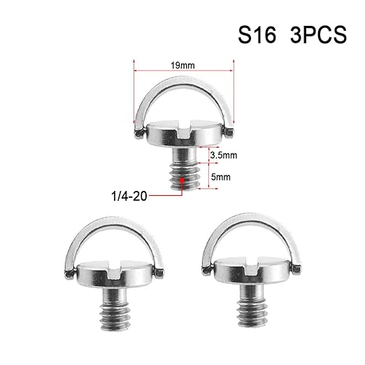 1/4 3/8 Camera Screw for Quick Release Plate 1/4 3/8 Inch D-Ring Screw Tripod Ballhead Mount Adapter Photography Accessories(S16 3PCS)