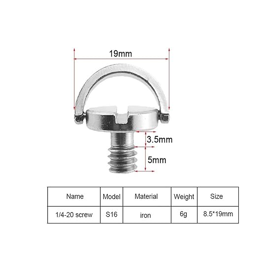 1/4 3/8 Camera Screw for Quick Release Plate 1/4 3/8 Inch D-Ring Screw Tripod Ballhead Mount Adapter Photography Accessories(S16 1PC)