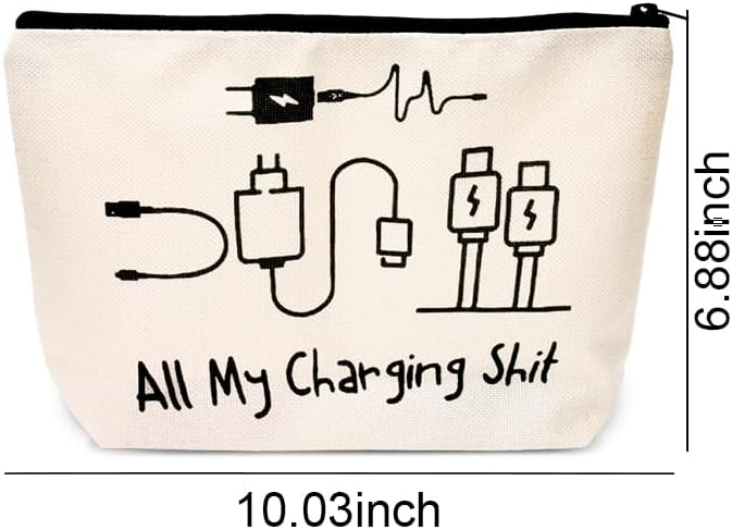 ShiQiao Spl Charging Cable Organiser Bag for Travel Backpack Accessories Funny Makeup Bag Gifts for Women Men Birthday Christmas Gift for Daughter Friend Charger Organiser with Zipper Toiletry Pouch