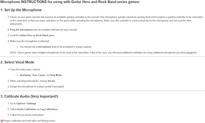 USB Microphone for Rock Band & Guitar Hero - Universal Wired Mic Compatible with PS4, PS3, Xbox One, Xbox 360, Wii, PC, Mac & Karaoke Games - 7ft Cord Plug & Play