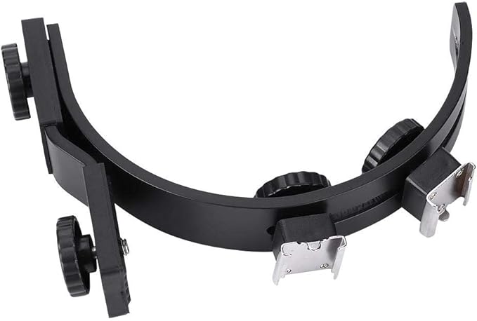 C-Shape Dual Hot Shoes Flash Lamp Mount Holder Bracket for DV Cameras Camcorders DSLR Cameras