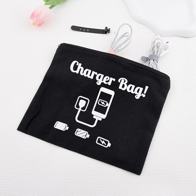Charger Bag for Traveling Camping Cable Cord Organizer Bag for Travel Anti Loss Pouch for Electronics Bags for Power Cords Usb Wire Storage Case Plug Makeup Bags for Men Women Earphone Tie Wrap 3 Pack