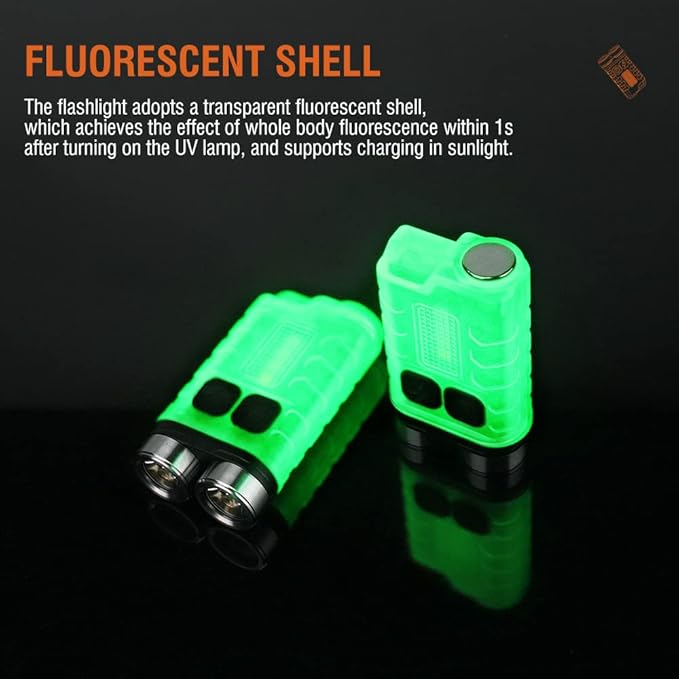 BORUIT V3 Small Powerful EDC Flashlight with Red UV Blue Light -Super Brigh Rechargeable Mini Pocket LED Keychain Flash Light - 10 Mode, USB-C, IP65 Waterproof, Magnet