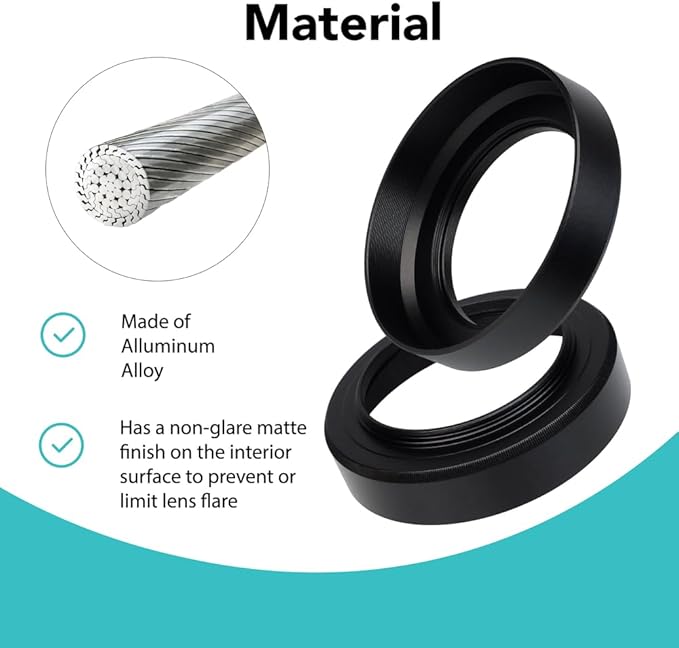Foto&Tech Metal Lens Hood for Nkon NKKOR Z 40mm f/2, Z 28mm f/2.8, Z 28mm f/2.8 (SE) Lens,Screw Hood, Compatible with 52mm UV Filters and 52mm Lens Cap