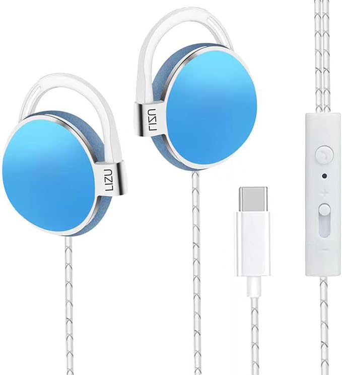 C-YOUNG USB C Headphones Over-Ear Buds Hooks Microphone for Sports Running & Volume Control, Fit Small Ears Type C Wired Earbuds, Compatible with iPad and Android Smartphones