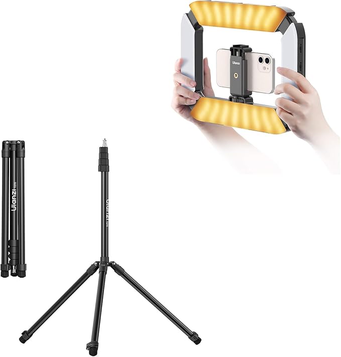ULANZI Smartphone Video Rig with Light, Cell Phone Handheld Stabilizer with Ring Light, T270 Light Stand 8.8ft/270cm Adjustable Photography Light Tripod Stand for Photo Video Shooting