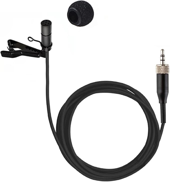 Lavalier Microphone Omnidirectional Condenser Lapel Mic Compatible with Sennheiser Wireless System Transmitter Bodypack 3.5mm Stereo Female Screw Plug with Clip & Cap