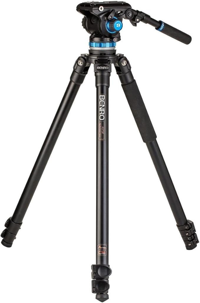 Benro A373F Aluminum Single-Tube Video Tripod Kit with S6 PRO Fluid Head, 75 mm Bowl, Flip-Lock Legs, 13.2 lb Load Capacity, Low-Angle Setup (A373FBS6PRO)
