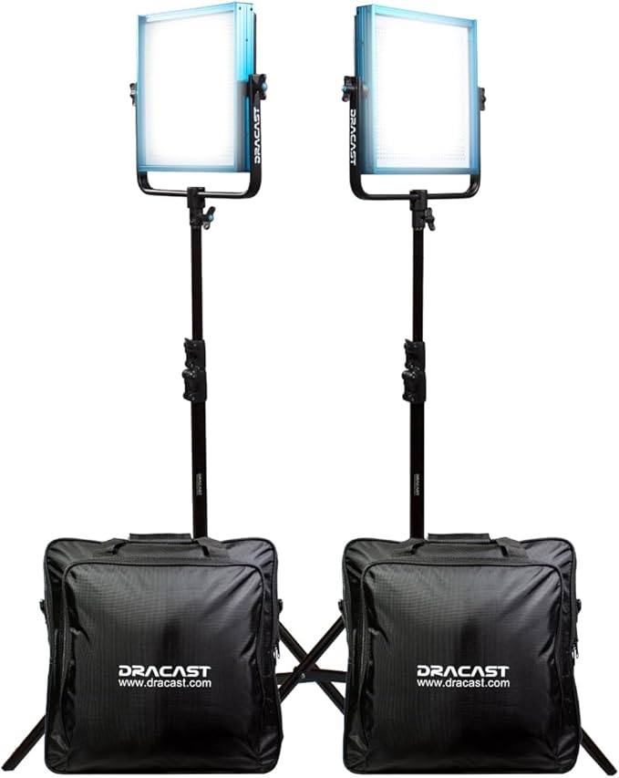 Dracast Plus Series LED1000 Daylight LED 2 Light Kit with V-Mount and Gold Mount Battery Plates and Light Stands