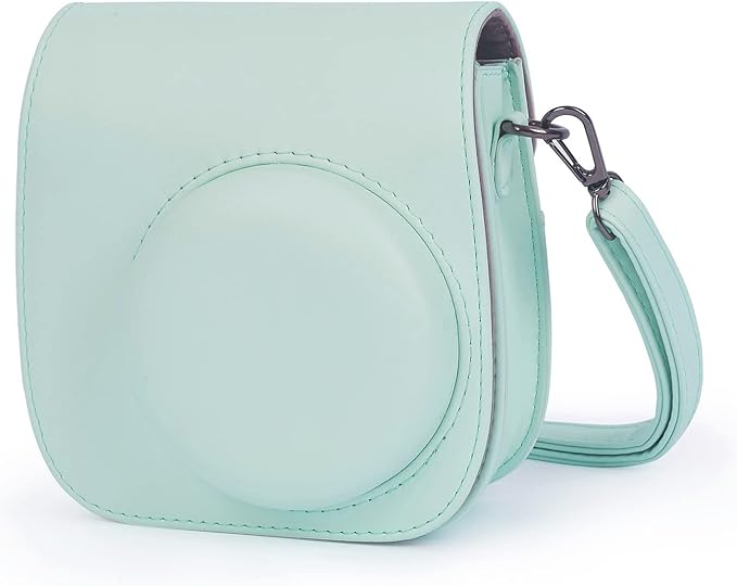 Phetium Instant mini 12 Camera Protective Case Compatible with Instax Mini 12 11,PU Leather Bag with Pocket and Adjustable Shoulder Strap (Mint Green)