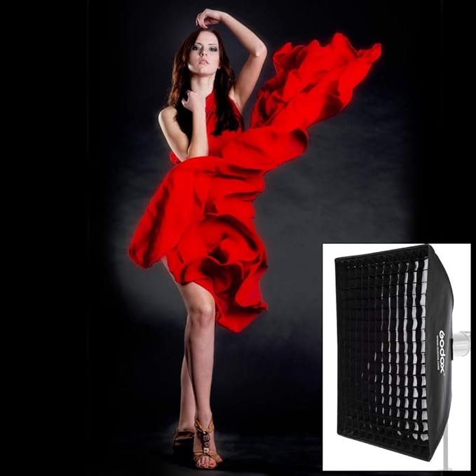 Godox Studio Softbox Godox Speedlite Softbox 60x90cm Rectangular Softbox Photography Light with Grid Bowens for Portrait Product Photography Studio Flash (SB-FW6090)