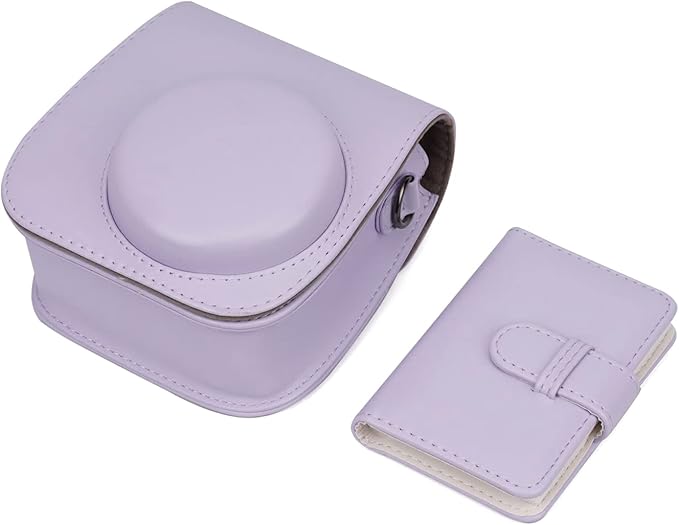Frankmate Instant Camera Case Compatible with Fujifilm Instax Mini 11/9/8/8+ PU Leather Bag with Pocket and Adjustable Shoulder Strap Mini Photo Album (Purple)
