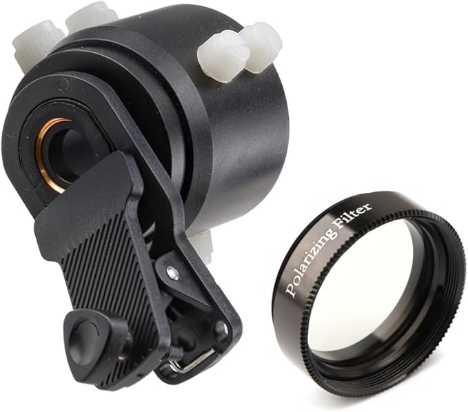 Smartphone Telescope Adapter with Polarizing Filter - Photo Adapter - for Photography and Video Recording - Compatible with 1.25" Eyepieces - Enhanced Astrophotography Kit