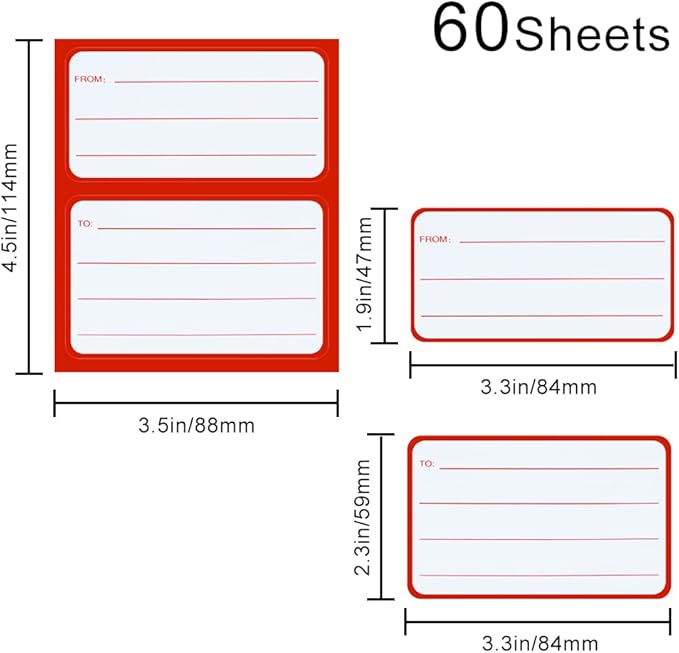 60 Sheets Address Mailing Labels, Self Adhesive Mailing Labels Stickers, Postage Address Labels for Packages, Envelopes, Office (Style 1)