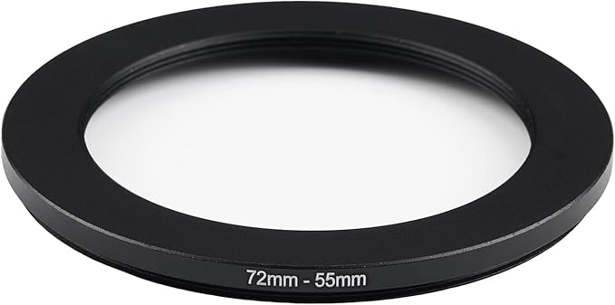 72mm to 55mm Step Down Ring Filter Adapter Applicable to All Brands of UV ND CPL Filter (72mm-55mm)