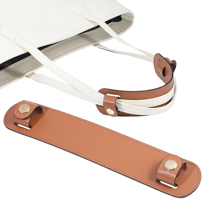 2Pcs Leather Strap Pad PU Leather Bag Shoulder Strap Cushion Pads Replacement Pressure Relief Detachable Handle Wrap Covers for Tote Bags Handbag Purse Repair Camera Brown 9x3.9 Inch