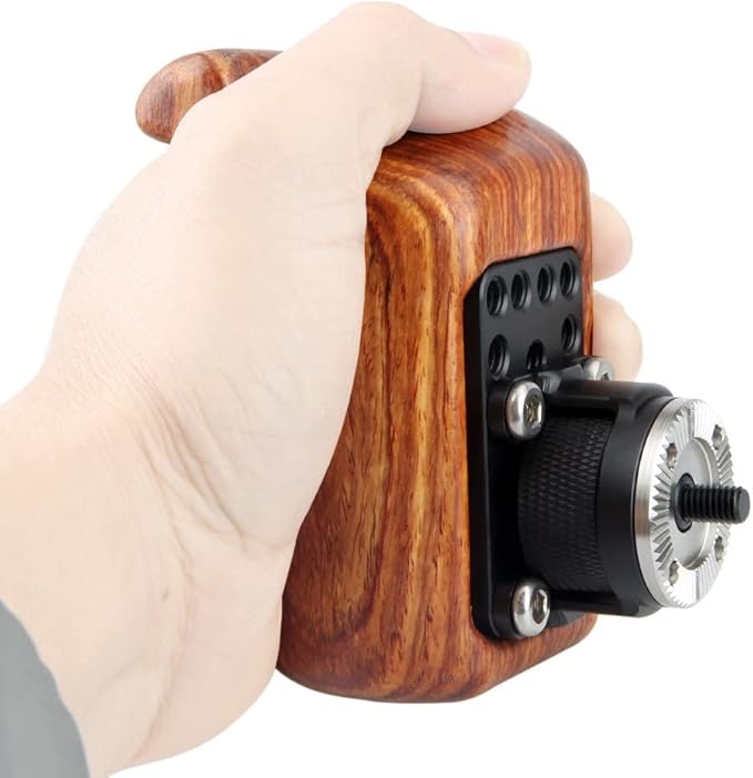 NICEYRIG Rosette Wooden Handle Grip Left Side (M6 Thread Diameter 31.8mm) Applicable for Nikon Sony Canon Camera Camcorder Cage Rig, Shoulder Mount Support Rig