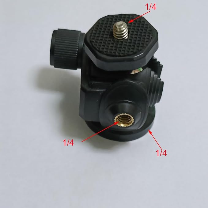 2 Pack Mini Ball Head with 2X 1/4" Thread Hole Dual Cold Shoe Extension Adapter Hot Shoe Mount Base Extender for Camera Tripod DSLR Phone Holder Action Camera Fill Light Video Light Panel